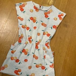 Girls Oatmeal Short Sleeve with Orange Fruit print Dress size 6
